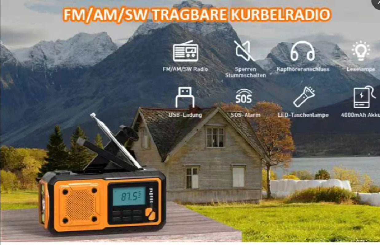 5000mAh Emergency Hand Crank Radio – Survival Essential for Power Outages & Disasters