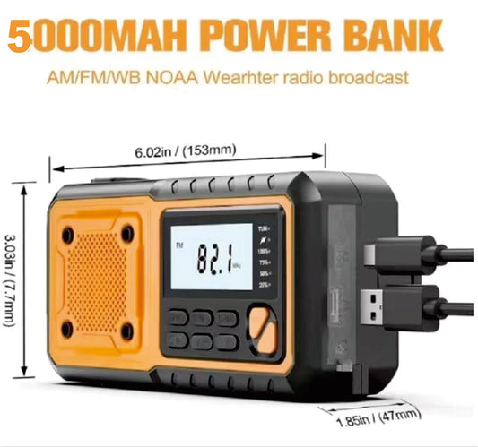 5000mAh Emergency Hand Crank Radio – Survival Essential for Power Outages & Disasters